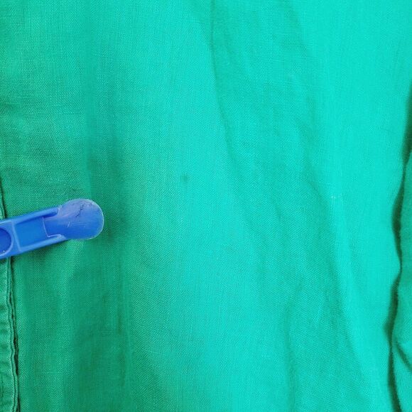 Anthropologie Maeve Linen Women Shirt Size Xs Green Ruched Sleeve Button Beachy - Picture 3 of 7